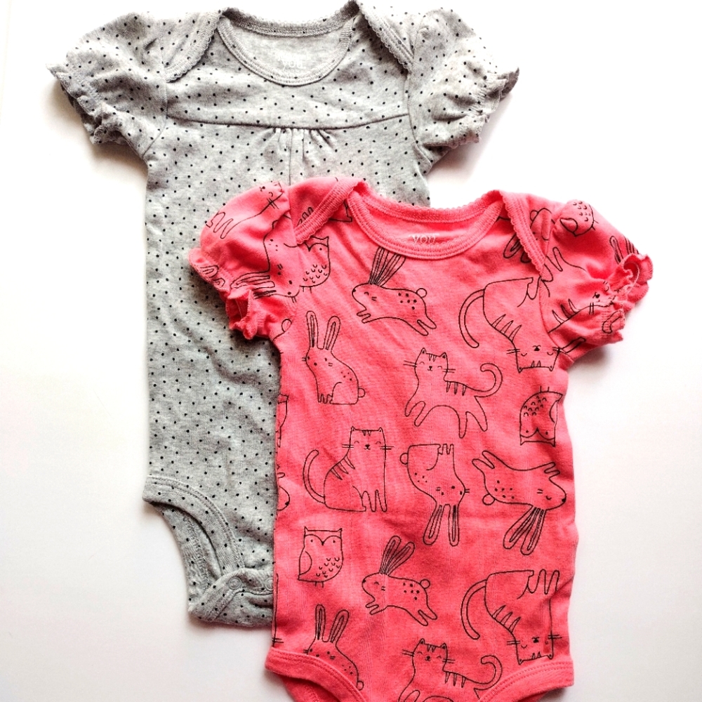 2 New Carter's 12M Girls Onesies